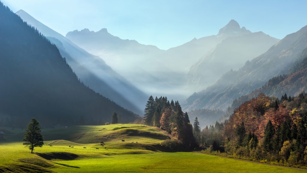 山谷 草地 牧场 4k风景壁纸