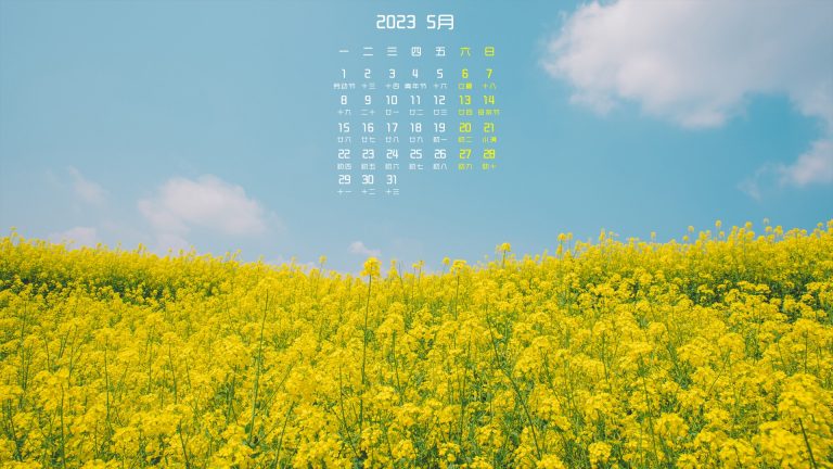 油菜花 天空 清新风景 2023年5月日历高清桌面壁纸